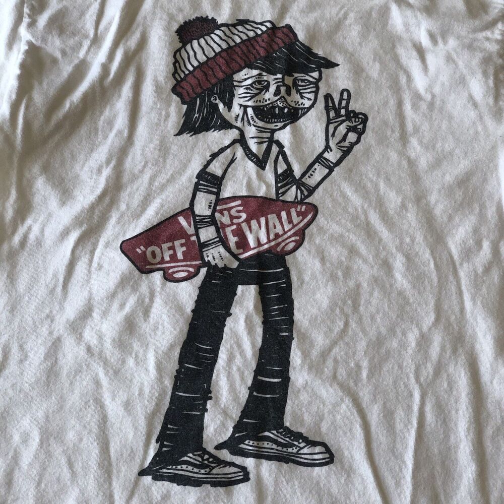 Vans off the wall Mens Tee Shirt Skater Graphic White Medium